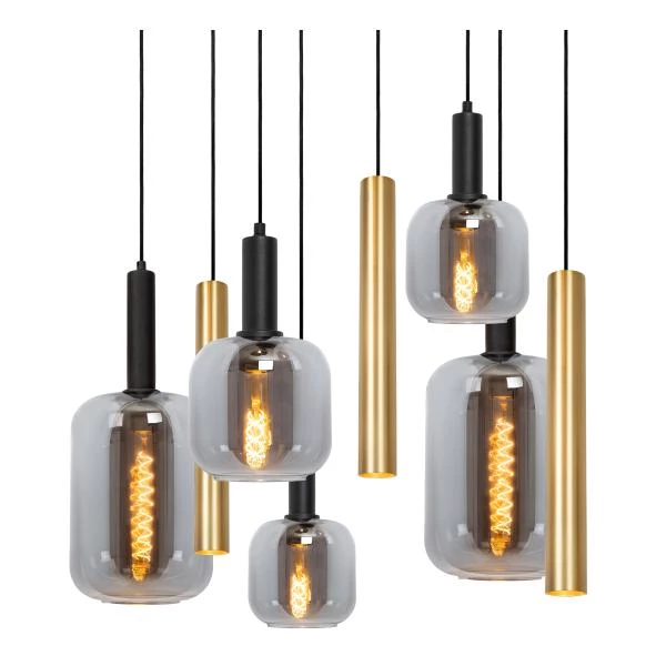 Lucide JOANET - Pendant light - 6xE27 - Brass - detail 4